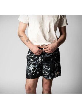 Bather Mens Swim Shorts Medium Black Marble